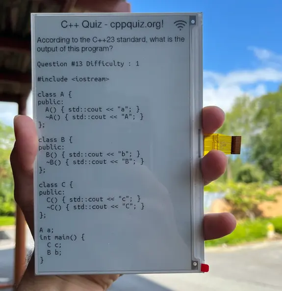 C++ Quiz on E-Ink Display