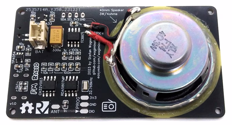Internal assembly showing speaker and PCB mounting