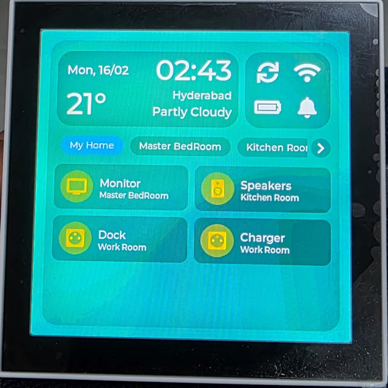 Home Assistant control interface on the touch display