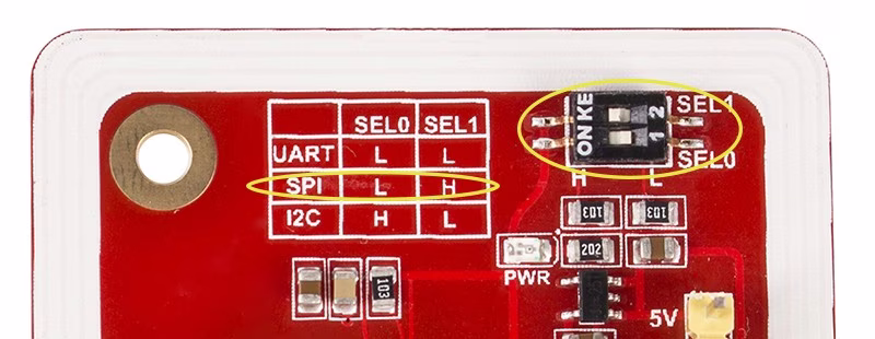 PN532 module switch settings for SPI mode