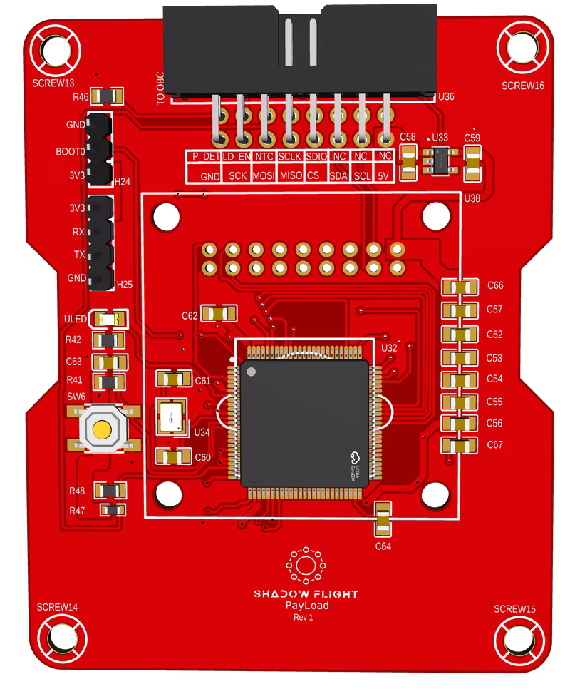 3D view of the camera payload PCB