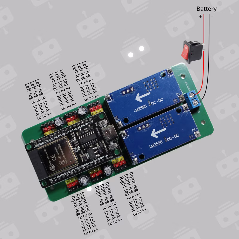 ESP32 connection diagram for servo control