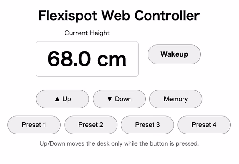 Web UI dashboard for desk control