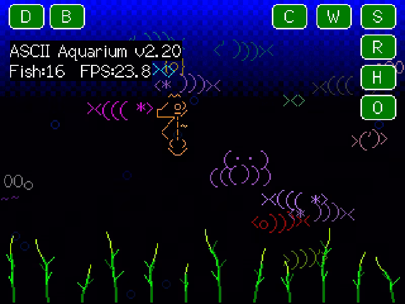 ASCII Aquarium Settings Interface