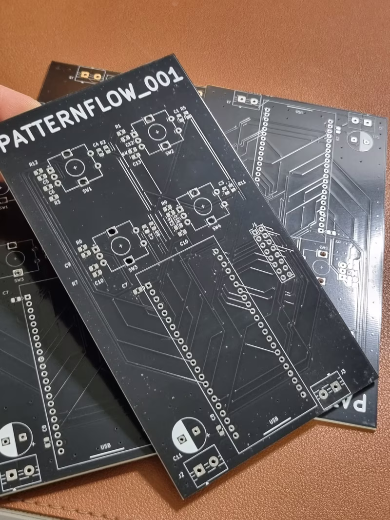 The first PatternFlow custom PCB fabricated for the ESP32-S3