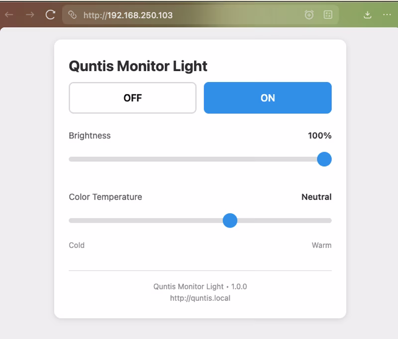Web interface for the MQTT-based Quntis LED controller