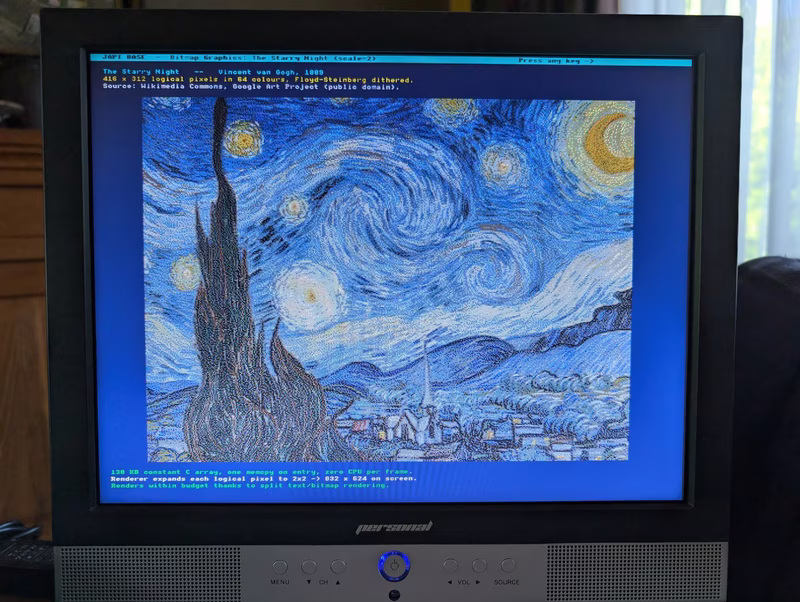 The Starry Night dithered into the 64-color palette