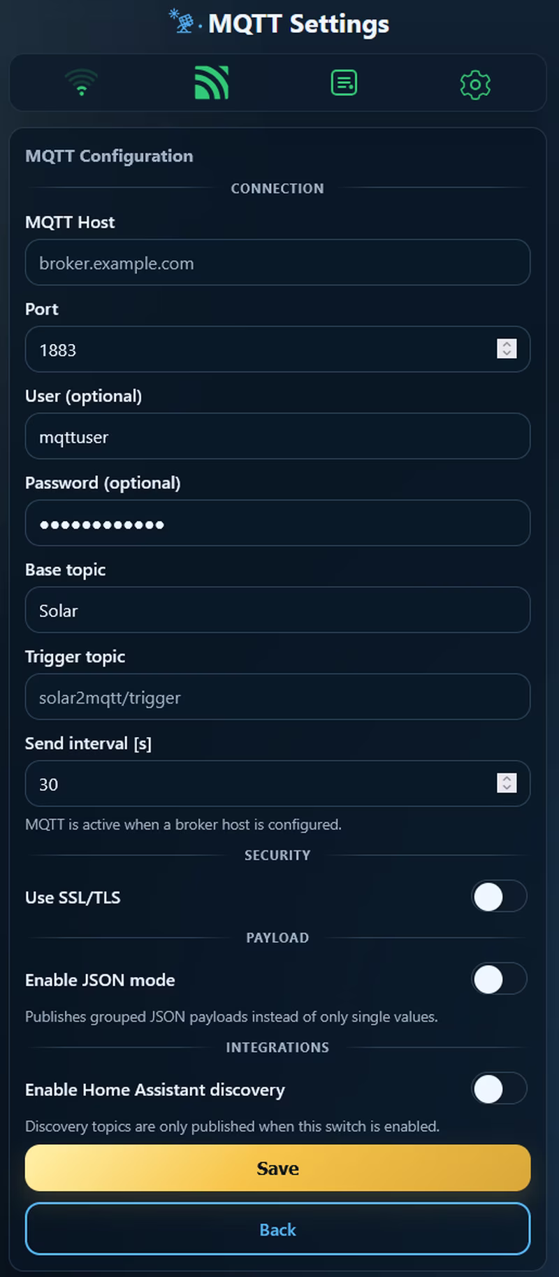 Solar2MQTT Configuration Interface