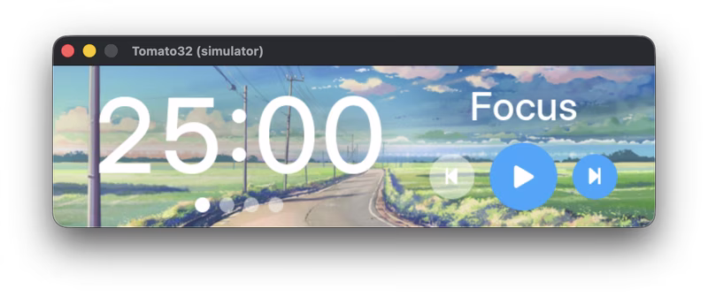 The main timer screen featuring a custom background image