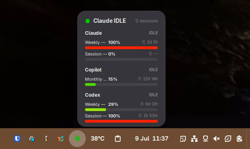Grouped codelight GNOME Shell popup