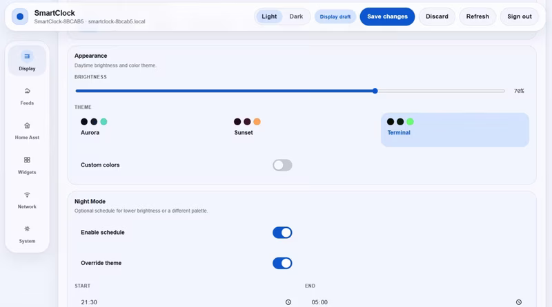 Dashboard display configuration