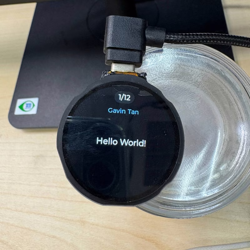 Text message on the round display