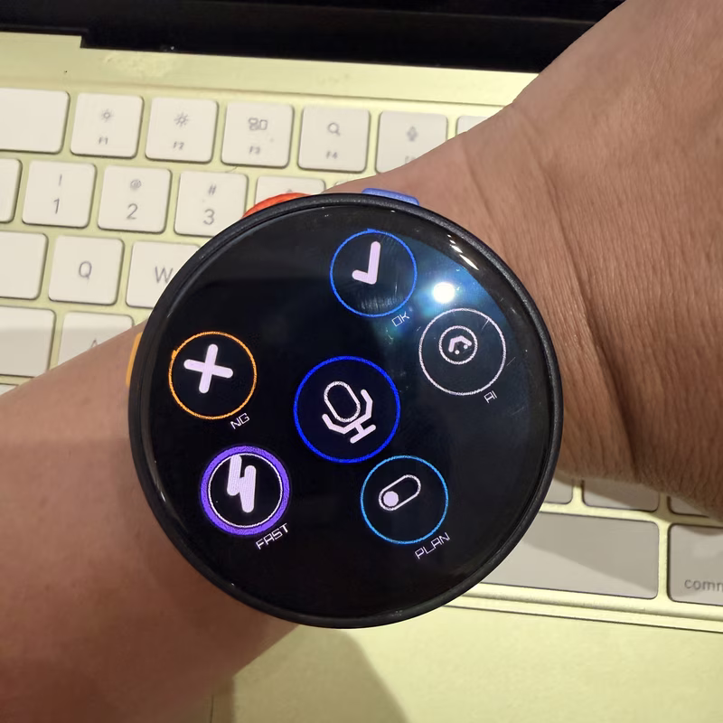 Vibe Watch Action layer showing FAST, NG, OK, PLAN, AI, and push-to-talk